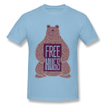 Men's Casual T-shirt Free Hugs Bear New Comfortable Crew Neck Short Sleeves Shirt