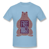 Men's Casual T-shirt Free Hugs Bear New Comfortable Crew Neck Short Sleeves Shirt