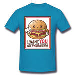 Men's Graphic T Shirt Hamburger Sam New Breathable O-Neck Short Sleeves Shirt