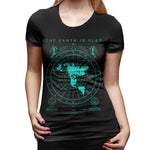 Women's Casual T-shirt The Earth Is Flat Soft O-Neck Short Sleeve Tee