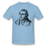 Mens Novelty T-Shirt Martin Luther Portrait Line Art Style O-Neck Short Sleeves Blouse Tops