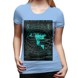 Women's Casual T-shirt The Earth Is Flat Soft O-Neck Short Sleeve Tee