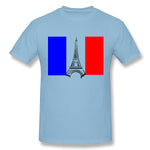 Men's Graphic T Shirt Eiffel Tower France Flag Tower Cool O-Neck Short Sleeves Tees