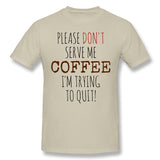 Cotton T Shirt for Men Quitting Coffee Breathable O-Neck Short Sleeves Shirt