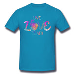 Men's Casual T-shirt Live Love Teach Comfy O-Neck Short Sleeves Blouse Tops