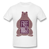 Men's Casual T-shirt Free Hugs Bear New Comfortable Crew Neck Short Sleeves Shirt