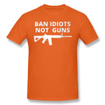 Men's Casual T-shirt Ban Idiots Not Gun Comfy Crew Neck Short Sleeves Blouse Tops