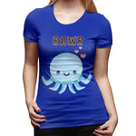 Women’s T-shirt Octopus Rawr Comfy O-Neck Short Sleeve Shirts