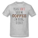 Cotton T Shirt for Men Quitting Coffee Breathable O-Neck Short Sleeves Shirt