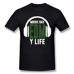 Men's Casual T-shirt Music Saved My Life Comfortable O-Neck Short Sleeves Tees