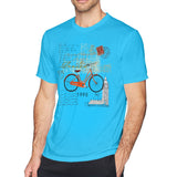 Mens Novelty T-Shirt Vintage Bicycle With Postmark Stamp Cool Crew Neck Short Sleeves Tee