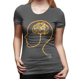 Novelty T Shirt for Women Charging Brain Neurofeedback Sexy O-Neck Short Sleeve Tee