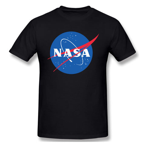 Cotton T Shirt for Men NASA Logo Breathable Crew Neck Short Sleeves Tees