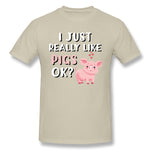 Men's Casual T-shirt I Just Really Like Pigs Comfortable Round Neck Short Sleeves Blouse Tops