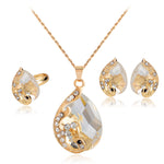 Fashion Necklace Women's Creative New Multicolor Peacock Necklace Earrings Ring Set