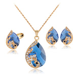 Fashion Necklace Women's Creative New Multicolor Peacock Necklace Earrings Ring Set