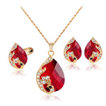 Fashion Necklace Women's Creative New Multicolor Peacock Necklace Earrings Ring Set