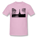 Men's Graphic T Shirt Paris Eiffel Tower Landscape Trees Comfortable Round Neck Short Sleeves Tees