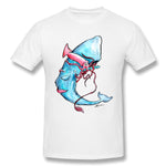 Cotton T Shirt for Men Squid Vs Whale Style Crew Neck Short Sleeves Shirt