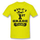 Men's Casual T-shirt World's Best 1st Grade Teacher Cool O-Neck Short Sleeves Tees