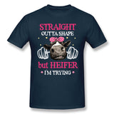 Men's Casual T-shirt Straight Outta Shape But Heifer Im Trying For Dark Comfy Round Neck Short Sleeves Shirt