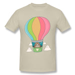 Men's Graphic T Shirt Sloth Inside A Hot Air Ballon Style Round Neck Short Sleeves Tees