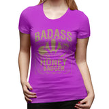 Women’s T-shirt Badass Honey Badger Summer Round Neck Short Sleeve Tops