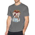 Cotton T Shirt for Men Pug Cute Pirate Dog Comfortable Round Neck Short Sleeves Tee