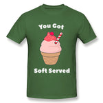 Cotton T Shirt for Men Get Soft Served Ice Cream Pun New Comfortable O-Neck Short Sleeves Blouse Tops