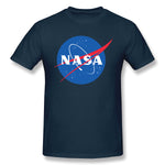 Cotton T Shirt for Men NASA Logo Breathable Crew Neck Short Sleeves Tees