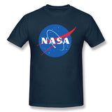 Cotton T Shirt for Men NASA Logo Breathable Crew Neck Short Sleeves Tees