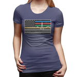 Women's Casual T-shirt Thin Red Blue Green Yellow Gold Line Flag Thin Line EMS Comfy O-Neck Short Sleeve Tops