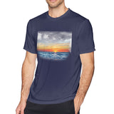 Cotton T Shirt for Men Oceans Sea Sunset Comfortable Round Neck Short Sleeves Blouse Tops