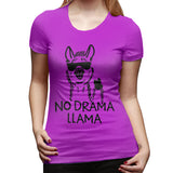 Womens Graphic T-Shirt No Drama LLama Soft O-Neck Short Sleeve Tops