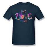 Men's Casual T-shirt Live Love Teach Comfy O-Neck Short Sleeves Blouse Tops