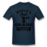 Men's Casual T-shirt World's Best 1st Grade Teacher Cool O-Neck Short Sleeves Tees