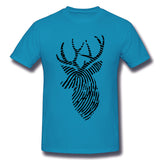 Men's Graphic T Shirt Finger Print Deer For Light Style Round Neck Short Sleeves Tees