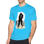 Men's Graphic T Shirt Love Romance Couple Kissing Seaside Comfy Crew Neck Short Sleeves Blouse Tops