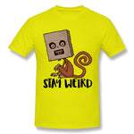 Mens Novelty T-Shirt Stay Weird Sack Monkey Style O-Neck Short Sleeves Shirt