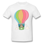 Men's Graphic T Shirt Sloth Inside A Hot Air Ballon Style Round Neck Short Sleeves Tees