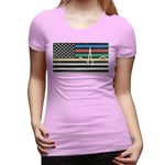 Women's Casual T-shirt Thin Red Blue Green Yellow Gold Line Flag Thin Line EMS Comfy O-Neck Short Sleeve Tops