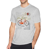 Mens Novelty T-Shirt Vintage Bicycle With Postmark Stamp Cool Crew Neck Short Sleeves Tee