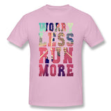 Mens Novelty T-Shirt Worry Less Run More Style Crew Neck Short Sleeves Tees