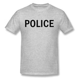 Cotton T Shirt for Men POLICE Comfortable Crew Neck Short Sleeves Blouse Tops