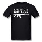 Men's Casual T-shirt Ban Idiots Not Gun Comfy Crew Neck Short Sleeves Blouse Tops