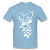 Men's Casual T-shirt Finger Print Deer For Dark Style Round Neck Short Sleeves Tees