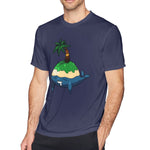 Men's Graphic T Shirt Whale Coconut Tree Style Crew Neck Short Sleeves Tee