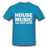 Mens Novelty T-Shirt House Music All Life Long Music Techno Style Crew Neck Short Sleeves Tee