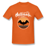 Cotton T Shirt for Men Funny Happy Halloween Beautiful Bat Breathable Round Neck Short Sleeves Tee