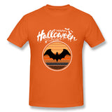 Cotton T Shirt for Men Funny Happy Halloween Beautiful Bat Breathable Round Neck Short Sleeves Tee